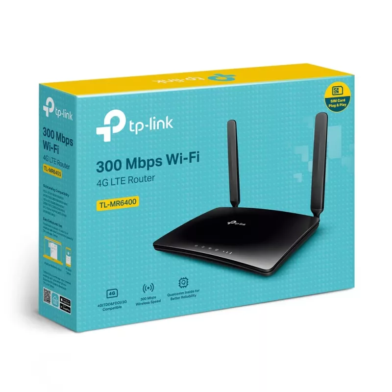 TP-Link TL-MR6400 belaidis maršrutizatorius 4G LTE, Fast Ethernet, 2,4 GHz, juodas