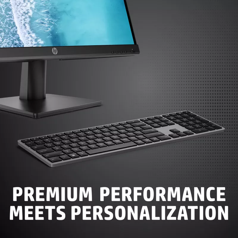 HP 975 belaidė klaviatūra su dviem režimais, viso dydžio, RF / Bluetooth, juoda