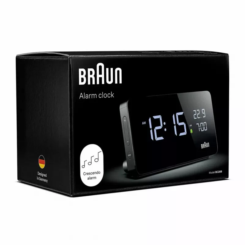 BRAUN BC20BEU skaitmeninis laikrodis sieninis/stalinis, juodas
