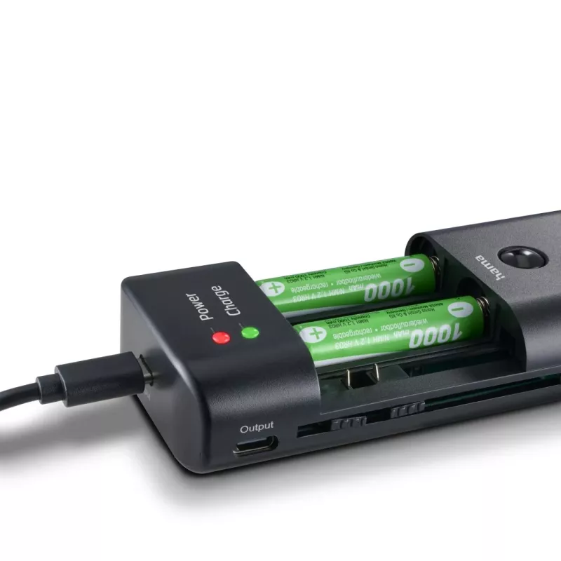 Įkroviklis Hama 00081390 fotoaparato baterijoms – USB, Li‑Jon ir NiMH, 5 V įėjimas