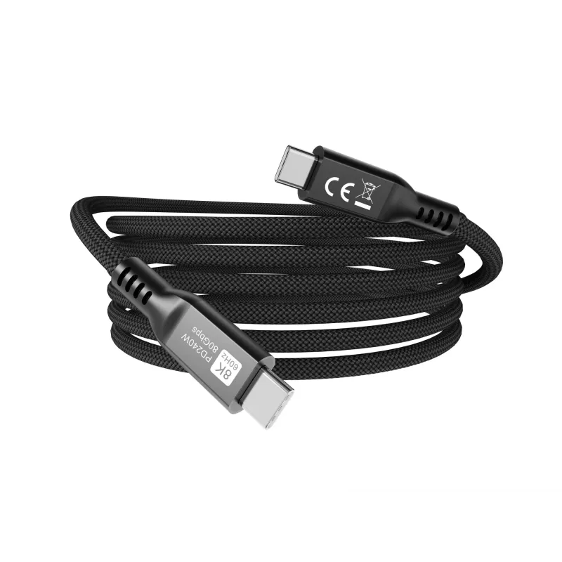 USB4 Gen 4x2 C‑to‑C laidas EQUIP 1,2 m, 80 Gbps, PD240W, 8K@60Hz, juodas