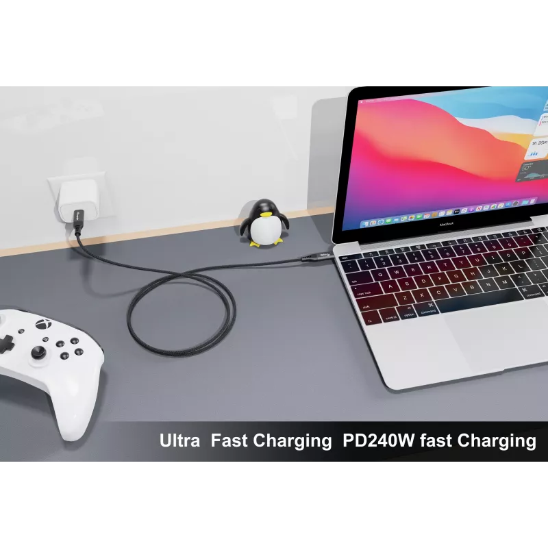 USB4 Gen 4x2 C‑to‑C laidas EQUIP 1,2 m, 80 Gbps, PD240W, 8K@60Hz, juodas
