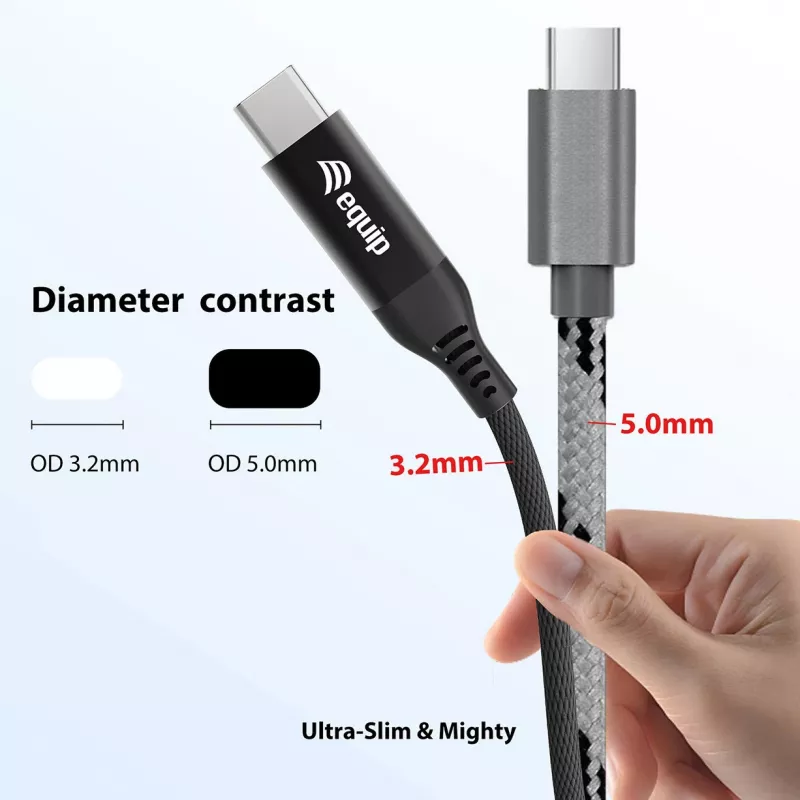 Equip USB 4 itin plonas C į C laidas, 1,2 m, PD240W, 4K/60Hz, 40Gbps, juodas