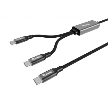 USB-C į 2x USB-C Y formos įkrovimo laidas EQUIP 1,5 m PD 140 W, USB 2.0, juodas
