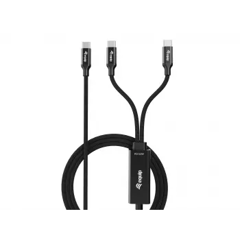 USB-C į 2x USB-C Y formos įkrovimo laidas EQUIP 1,5 m PD 140 W, USB 2.0, juodas