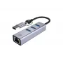USB-C į Gigabit Ethernet adapteris su 3 prievadų USB šakotuvu CONCEPTRONIC ABBY25G — USB 3.2 Gen 1, 1 Gbps tinklas, 3x USB-A, aliuminis, pilka