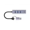 USB-C į Gigabit Ethernet adapteris su 3 prievadų USB šakotuvu CONCEPTRONIC ABBY25G — USB 3.2 Gen 1, 1 Gbps tinklas, 3x USB-A, aliuminis, pilka