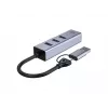 USB-C į Gigabit Ethernet adapteris su 3 prievadų USB šakotuvu CONCEPTRONIC ABBY25G — USB 3.2 Gen 1, 1 Gbps tinklas, 3x USB-A, aliuminis, pilka