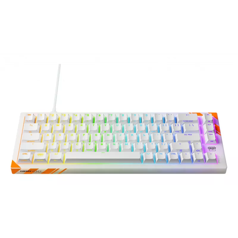 Mechaninė žaidimų klaviatūra Cherry K5 Pro TMR Compact 65% QWERTY US, laidinė USB, RGB, oranžinė/balta