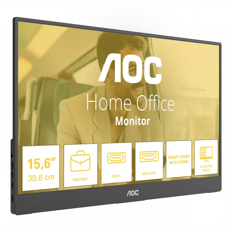 Nešiojamas monitorius AOC 16T20E2, 15.6 colio, Full HD, IPS, juodas