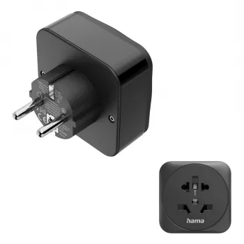 Hama 00223460 kelioninis adapteris su USB jungtimis, juodas