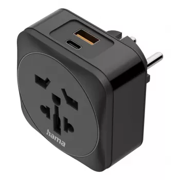 Hama 00223460 kelioninis adapteris su USB jungtimis, juodas