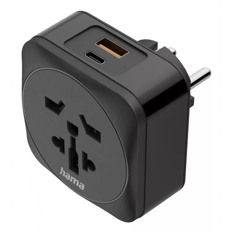 Hama 00223460 kelioninis adapteris su USB jungtimis, juodas