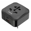 Hama 00223460 kelioninis adapteris su USB jungtimis, juodas