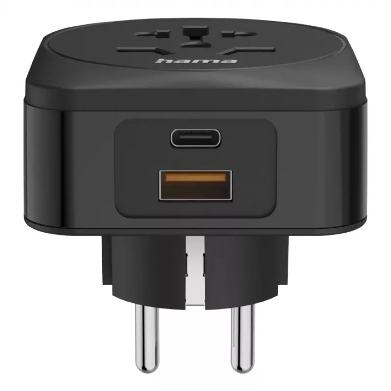 Hama 00223460 kelioninis adapteris su USB jungtimis, juodas