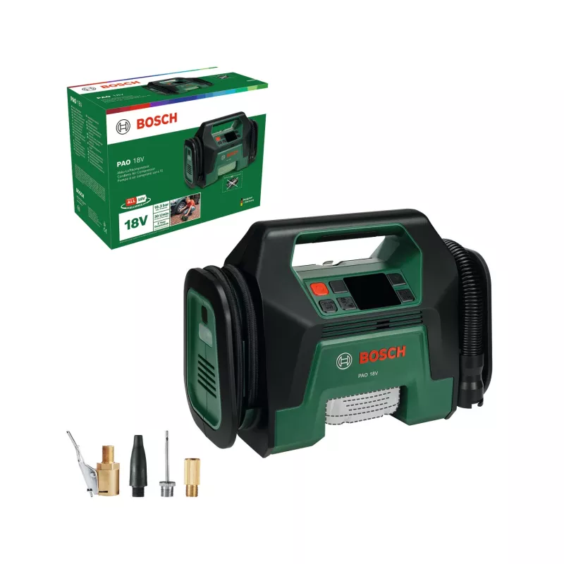 Bosch PAO 18V (be akumuliatoriaus, kartoninė dėžutė) – universalus akumuliatorinis kompresorius