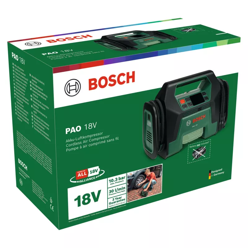 Bosch PAO 18V (be akumuliatoriaus, kartoninė dėžutė) – universalus akumuliatorinis kompresorius