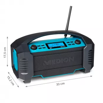 MEDION LIFE E66050 radijo imtuvas statybvietėms, analoginis ir skaitmeninis, juodos ir mėlynos spalvos