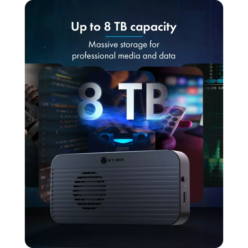 ICY BOX Diamond Case 1980 M.2 NVMe SSD korpusas su Thunderbolt 5 technologija ir 80 Gbps perdavimo sparta