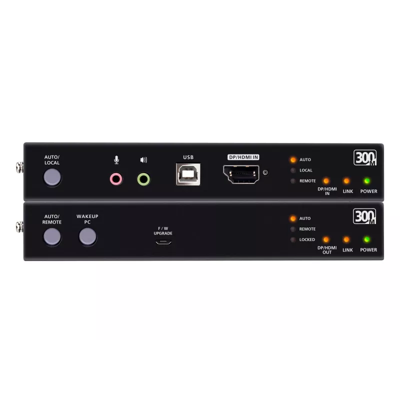 KVM prailgintuvas ATEN True 4K DP/HDMI optinis KVM 300 m – siųstuvas ir imtuvas, DisplayPort/HDMI, USB, 300 m