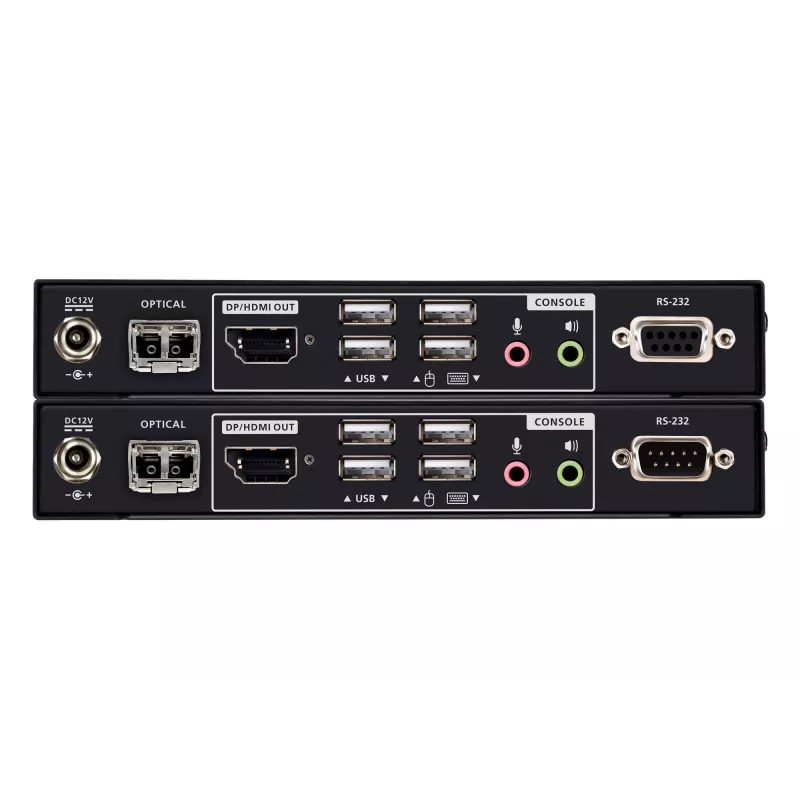 KVM prailgintuvas ATEN True 4K DP/HDMI optinis KVM 300 m – siųstuvas ir imtuvas, DisplayPort/HDMI, USB, 300 m