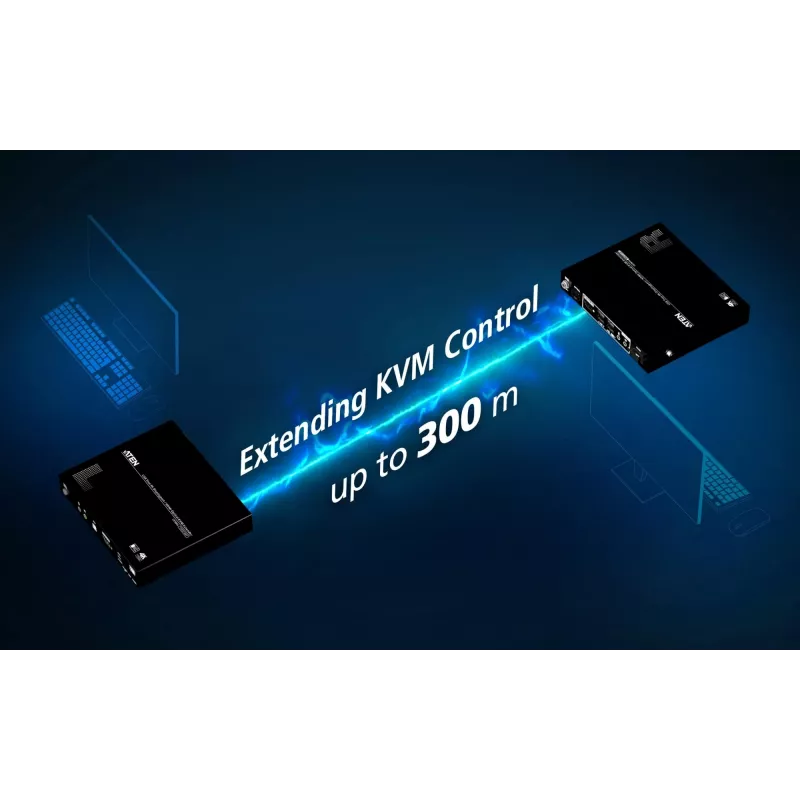 KVM prailgintuvas ATEN True 4K DP/HDMI optinis KVM 300 m – siųstuvas ir imtuvas, DisplayPort/HDMI, USB, 300 m