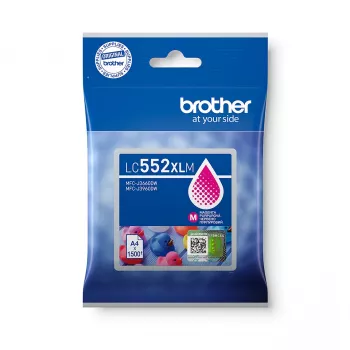 Originalus rašalo kasetė Brother LC552XLM raudona (magenta), pigmentinis rašalas, išeiga 1500 puslapių, vienetinis paketas