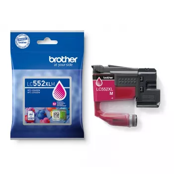 Originalus rašalo kasetė Brother LC552XLM raudona (magenta), pigmentinis rašalas, išeiga 1500 puslapių, vienetinis paketas