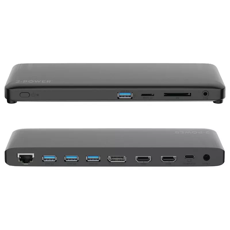 2-Power DOC0117A nešiojamojo kompiuterio dokas su USB-C, juodas