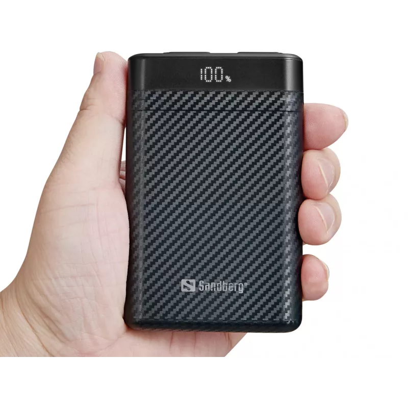 Sandberg Survivor Nano Powerbank 10000, 10000 mAh, Li-Ion, 3.7 V, 20 W, juoda