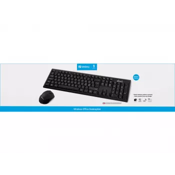 Sandberg Wireless Office DesktopSet INT belaidis klaviatūros ir pelės rinkinys, RF, membraninis, QWERTY, juodas