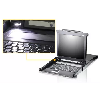 KVM jungiklis ATEN CL5708N montavimui į stovą, juodas, USB, 1280x1024