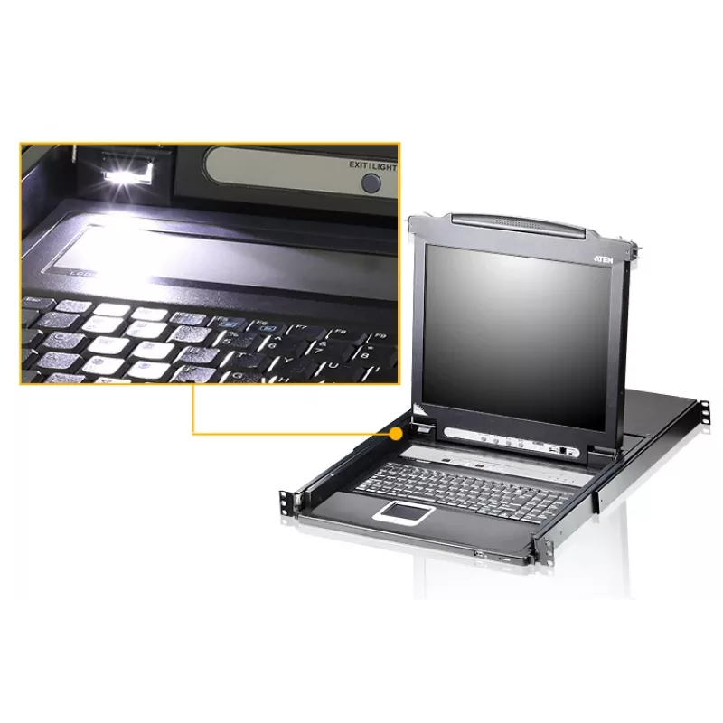 KVM jungiklis ATEN CL5708N montavimui į stovą, juodas, USB, 1280x1024