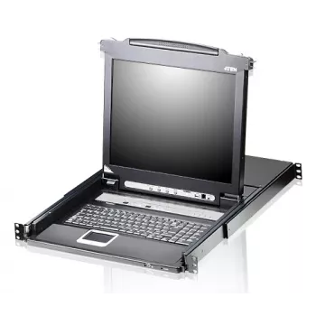KVM jungiklis ATEN CL5708M montavimui į stelažą, juodas, 1U, 17 colių LCD