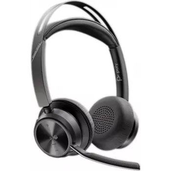 HP Poly Voyager Focus 2 belaidės stereo ausinės su triukšmo slopinimu, sertifikuotos Microsoft Teams, USB-C / A adapteris