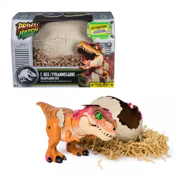 Jurassic World Primal Hatch interaktyvus dinozauras su kiaušiniu, išperėk ir užaugink savo mažylį su 100+ garsų ir reakcijų, žaislas berniukams ir mergaitėms nuo 5 metų