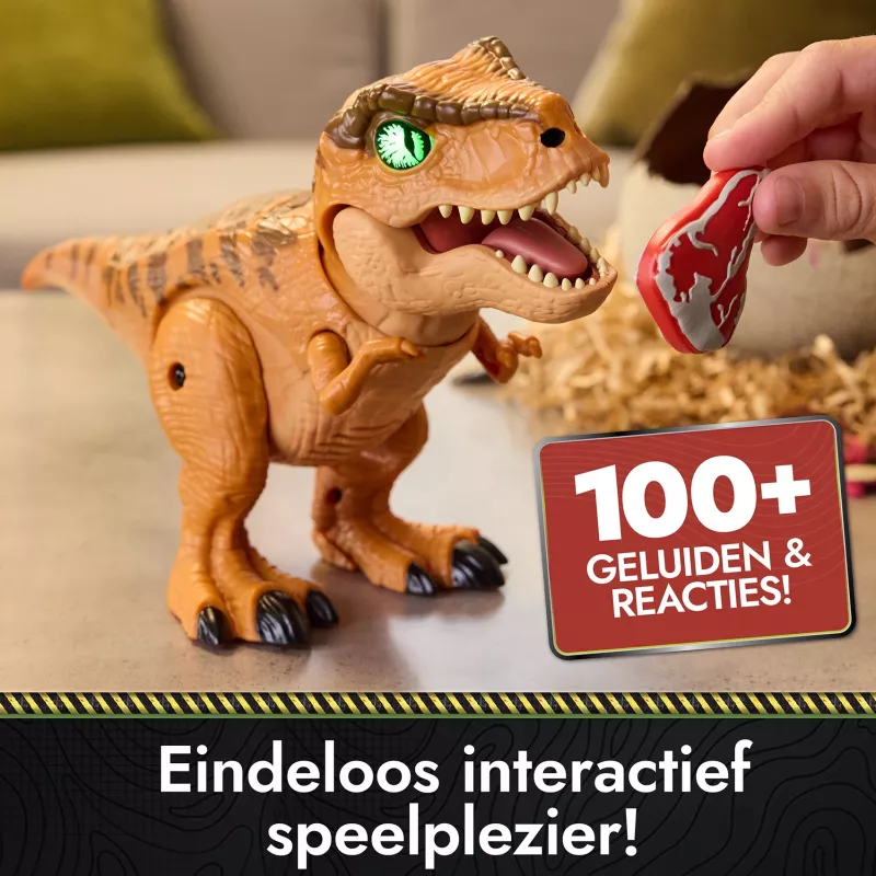 Jurassic World Primal Hatch interaktyvus dinozauras su kiaušiniu, išperėk ir užaugink savo mažylį su 100+ garsų ir reakcijų, žaislas berniukams ir mergaitėms nuo 5 metų
