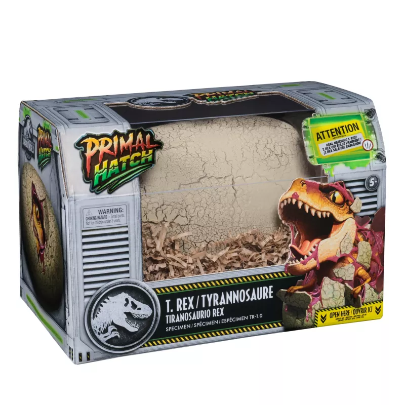 Jurassic World Primal Hatch interaktyvus dinozauras su kiaušiniu, išperėk ir užaugink savo mažylį su 100+ garsų ir reakcijų, žaislas berniukams ir mergaitėms nuo 5 metų