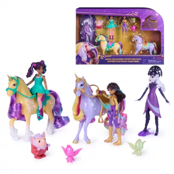 Unicorn Academy „Magic Unleashed“ nuotykių rinkinys su Sophia, Ava, Ravenzella lėlėmis, Wildstar, Leaf vienaragiais ir daugiau