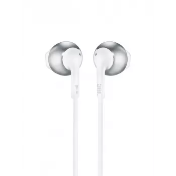 JBL Tune 205 laidinės ausinės, 20–20000 Hz, skambučiai/muzika, 14,3 g, chromuota, balta
