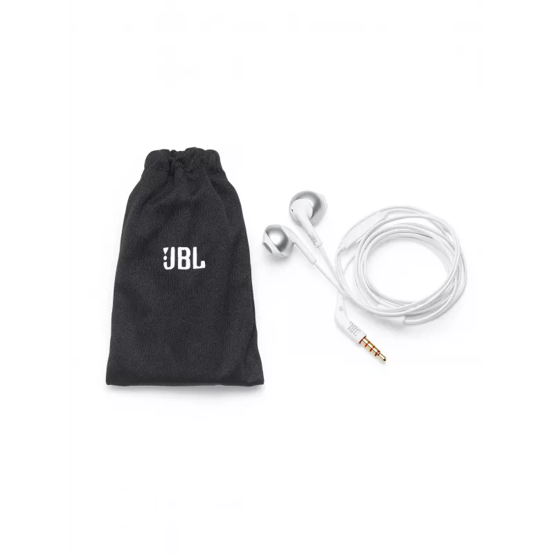 JBL Tune 205 laidinės ausinės, 20–20000 Hz, skambučiai/muzika, 14,3 g, chromuota, balta