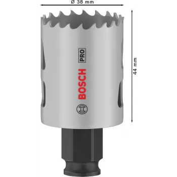 Koroninis pjūklas Bosch PRO Multi Material PC Plus 44/38 mm — vienetas, Ø 38 mm, gipso kartonui, metalui, spalvotiesiems metalams, plastikui, minkštajai medienai