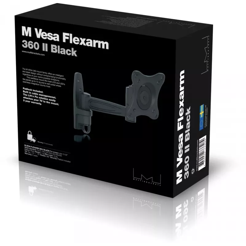 Montavimo ranka Multibrackets M VESA Flexarm 360 II juoda 75 100 200