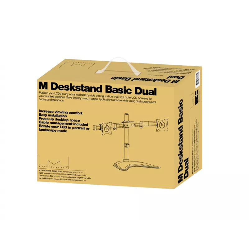 Multibrackets M Deskstand Basic Dual stovas monitoriui, laisvai pastatomas, 16 kg, 38,1 cm (15 inch), 68,6 cm (27 inch), 100 x 100 mm, juodas