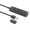 Manhattan USB-C & USB-A jungties / stotelė, 4 prievadai: Ethernet ir USB-A (x3), 5 Gbps (USB 3.2 Gen1), maitinama per USB