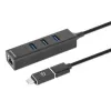 Manhattan USB-C & USB-A jungties / stotelė, 4 prievadai: Ethernet ir USB-A (x3), 5 Gbps (USB 3.2 Gen1), maitinama per USB