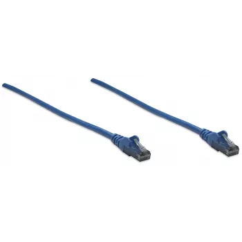 Intellinet tinklo jungiamasis kabelis, Cat6, 10 m, mėlynas, CCA, U/UTP, PVC, RJ45, auksu dengti kontaktai, su apsauga nuo užkabinimo, su gaubtuku, viso gyvenimo garantija