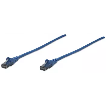 Intellinet tinklo jungiamasis kabelis, Cat6, 10 m, mėlynas, CCA, U/UTP, PVC, RJ45, auksu dengti kontaktai, su apsauga nuo užkabinimo, su gaubtuku, viso gyvenimo garantija