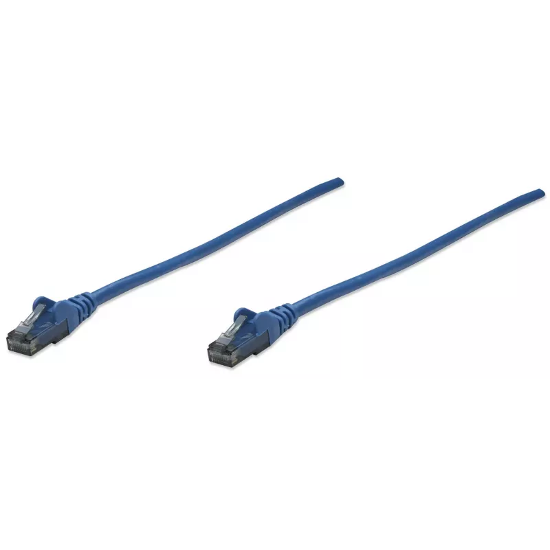 Intellinet tinklo jungiamasis kabelis, Cat6, 10 m, mėlynas, CCA, U/UTP, PVC, RJ45, auksu dengti kontaktai, su apsauga nuo užkabinimo, su gaubtuku, viso gyvenimo garantija