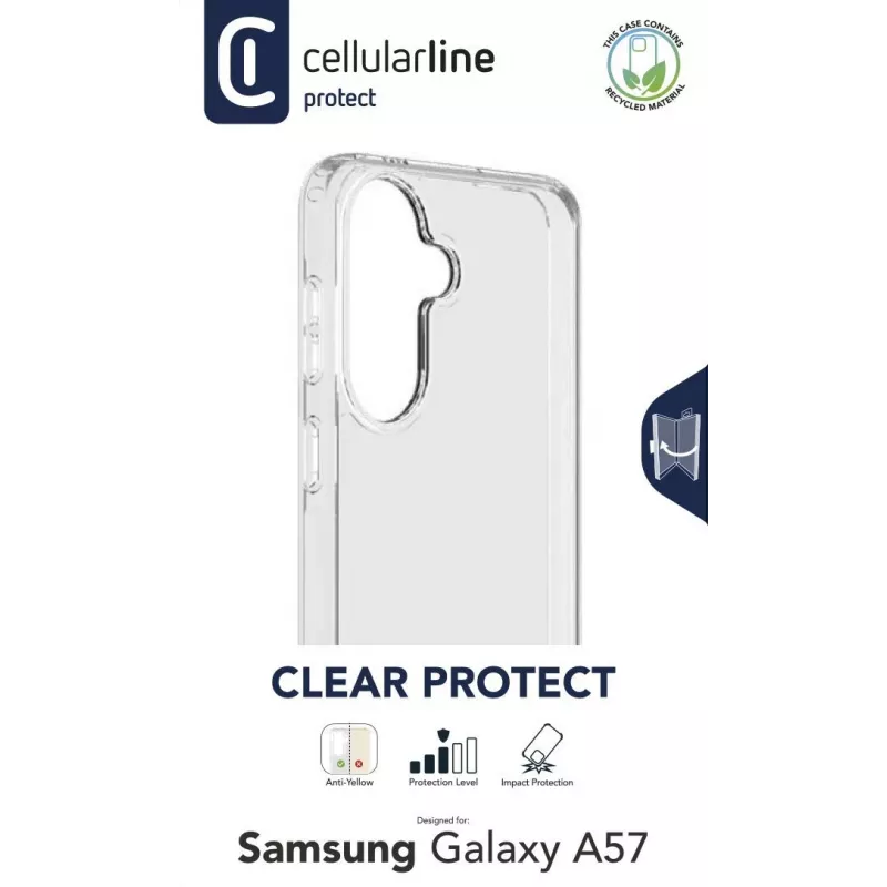 Cellularline Clear Protect - Kietas dėklas su guminiais kraštais, skirtas Galaxy A57
